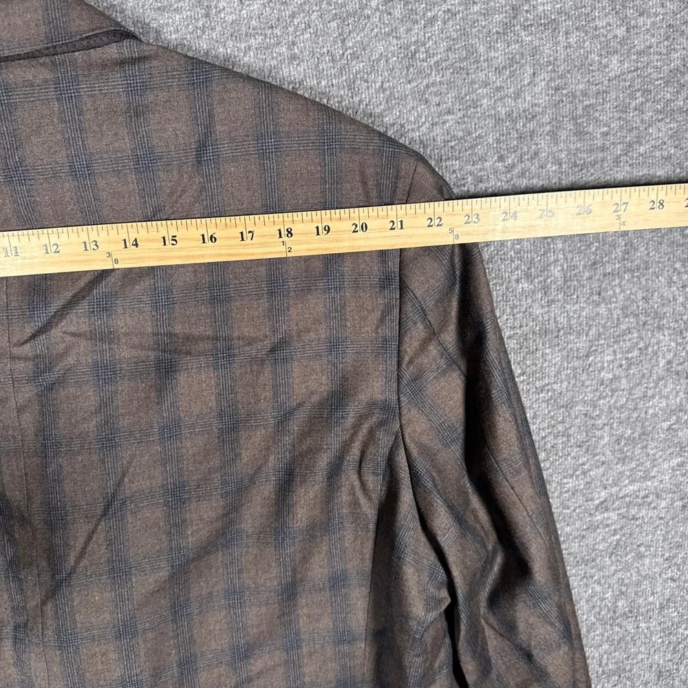 Joseph Abboud Sport Coat Blazer Mens 52R Brown Windowpane E.Thomas 100% Wool USA